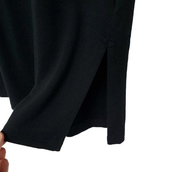 Athleta Crossback Sweatshirt Dress M Black Short Sleeve Side Slits Modal - Picture 6 of 11